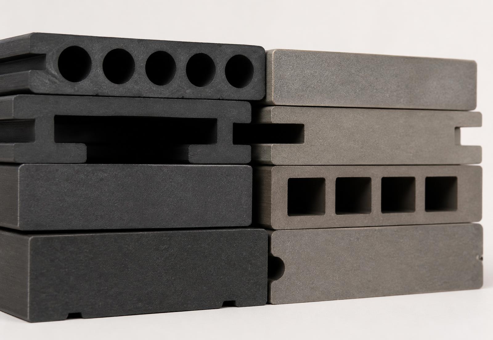 חתכי פרופיל מ־HDPE ממוחזר בגוונים שונים